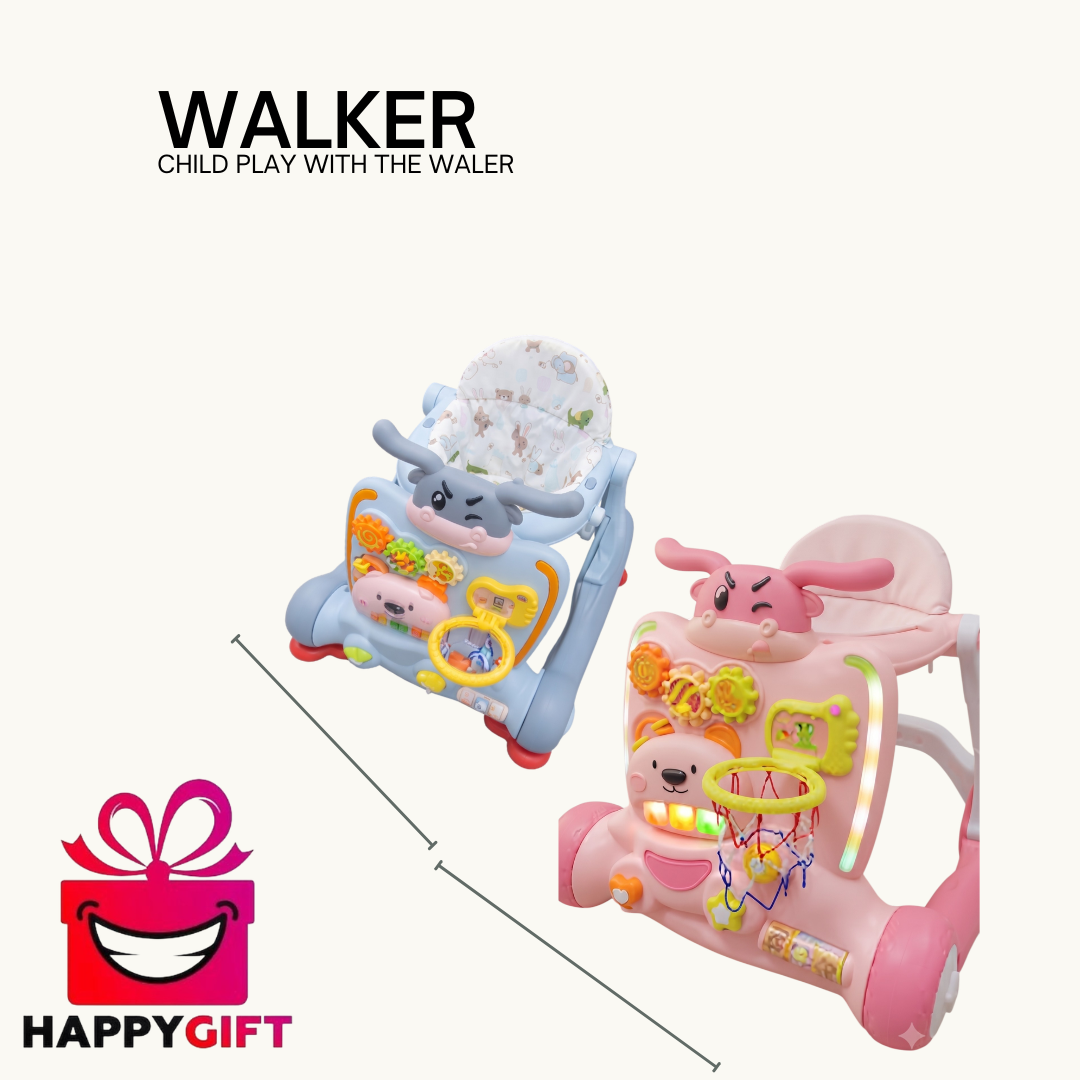Multifunctional Baby Activity Walker with Play Panel & Foot Mat