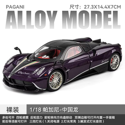 Large 1:18 Pagani Huayra Roadster Alloy Model – Precision Engineered Supercar Collectible with Metal Display Stage