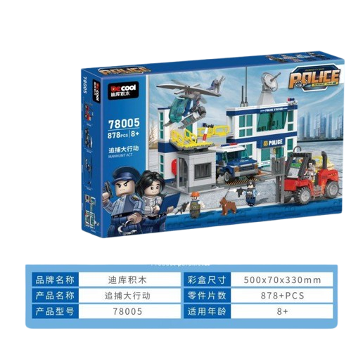DECOOL Police Headquarters Set – 878-Piece Chase Mission Building Kit