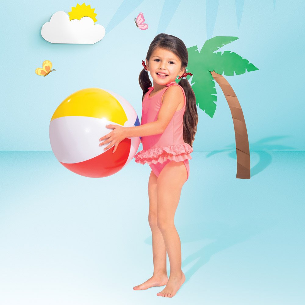 Intex Wet Set Inflatable Beach Ball - Classic 3-Color Design (Ages 3+ )