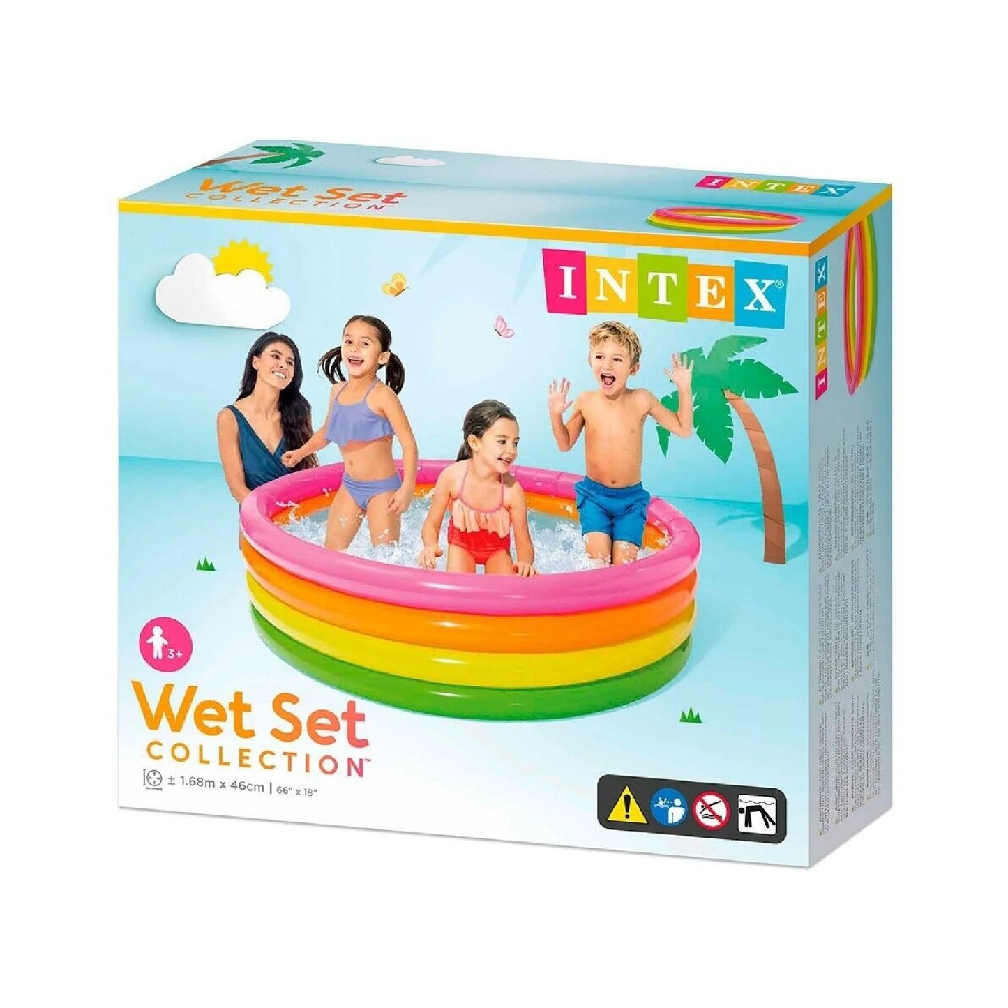 Intex Sunset Glow Rainbow Inflatable Kids Pool (66" x 18")