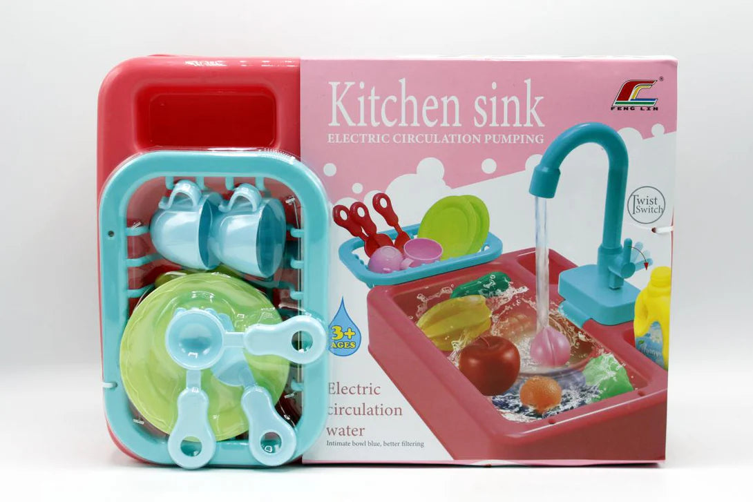Electric Circulation Toy Kitchen Sink Set for Kids