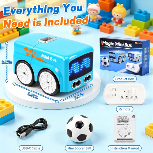 Magic Mini Bus Smart RC Toy With LED Display & Mini Soccer Ball - Interactive Remote Control Car for Kids