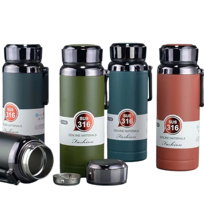Elegant White SUS 316 Vacuum Flask with Wrist Strap