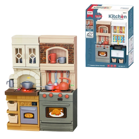Kids' Realistic Kitchen Playset – Wall Style Design
