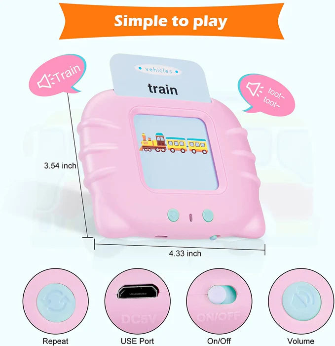 Funtopia Puzzle Card Spoker – Early Education Device with 112 Flashcards (224 Words) for Kids 3+