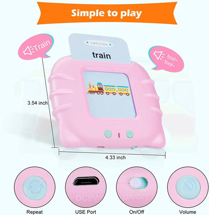 Funtopia Puzzle Card Spoker – Early Education Device with 112 Flashcards (224 Words) for Kids 3+