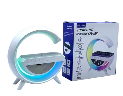 BT-3401 LED Wireless Charging Speaker with Clock & RGB Light