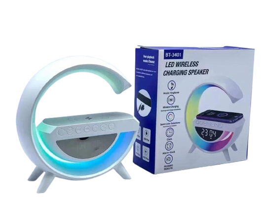 BT-3401 LED Wireless Charging Speaker with Clock & RGB Light