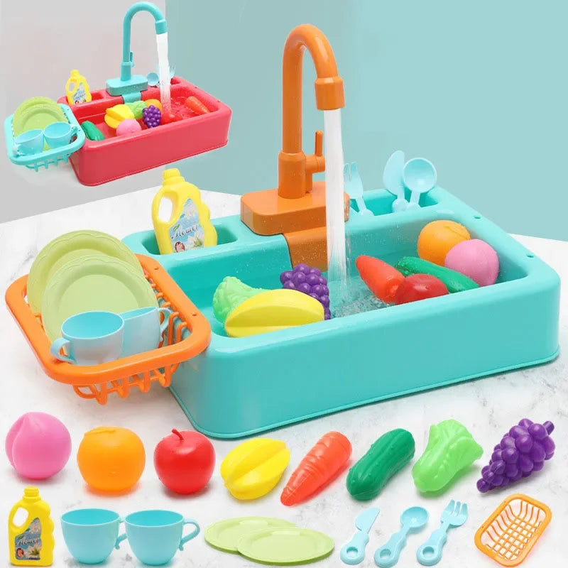 Electric Circulation Toy Kitchen Sink Set for Kids
