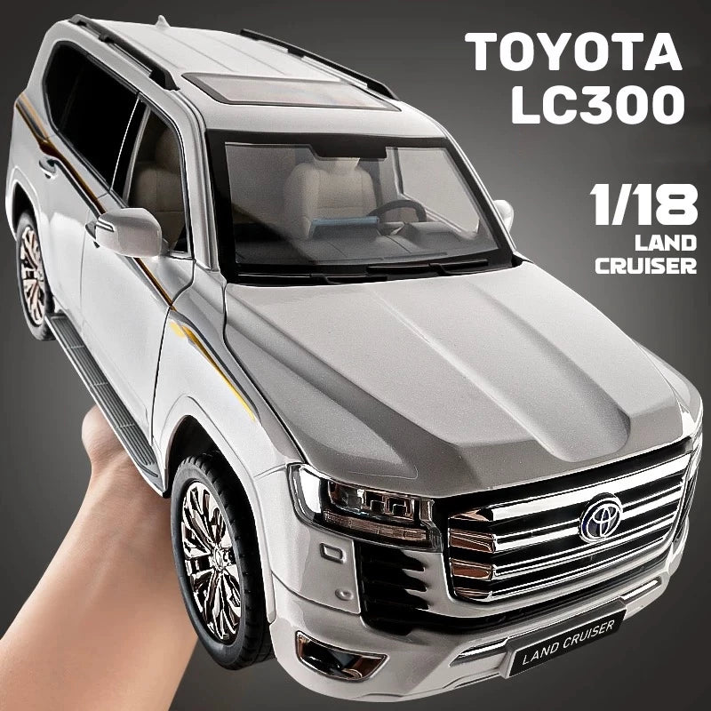 Premium 1:18 Toyota LC300 Alloy Model – Die-Cast Collectible with Working Lights, Sound & Pull-Back Action