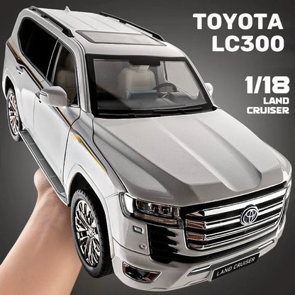 Premium 1:18 Toyota LC300 Alloy Model – Die-Cast Collectible with Working Lights, Sound & Pull-Back Action