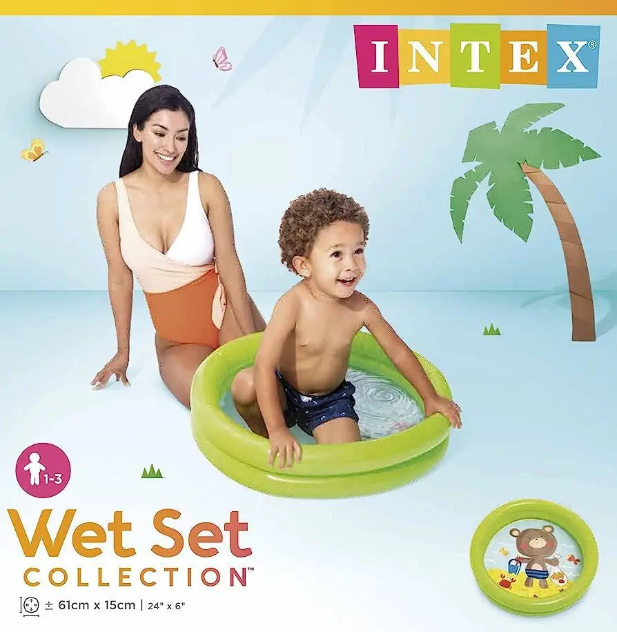 Intex Wet Set Collection Baby Pool – 24" x 6" Inflatable 2-Ring Kiddie Pool