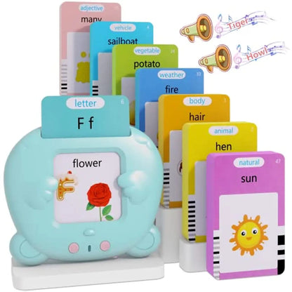 Funtopia Puzzle Card Spoker – Early Education Device with 112 Flashcards (224 Words) for Kids 3+