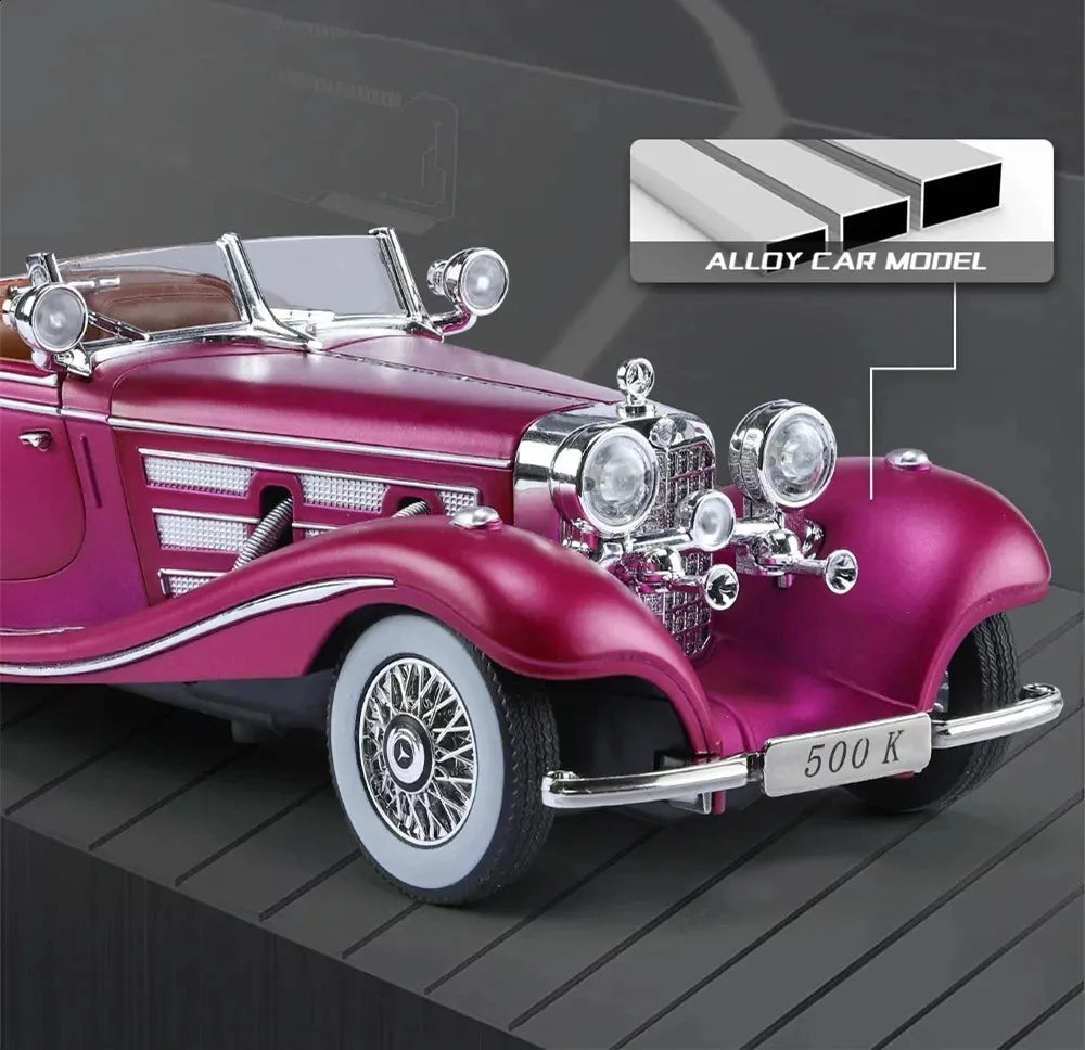 1:24 Vintage Die-Cast Luxury Model Car – Premium Alloy Collectible Toy Vehicle with Sound, Lights, & Opening Doors for Kids and Collectors
