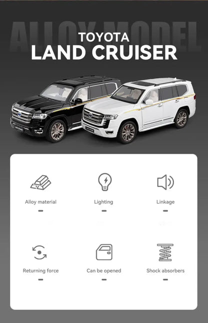 Premium 1:18 Toyota LC300 Alloy Model – Die-Cast Collectible with Working Lights, Sound & Pull-Back Action