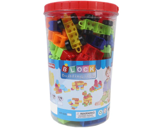 WonderPlay 170-Piece Building Blocks & Vehicle Set - Educational Construction Toy in Jumbo Storage Tub