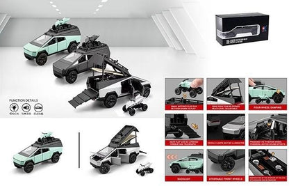 1:24 cybertruck Camping RV car Model Toys, Pickup Trailer Toy Pickup Truck Model with Sound