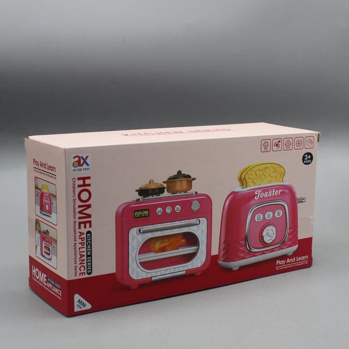 Kids Mini Home Kitchen Appliance Toy Set – Role-Play Oven & Toaster Playset