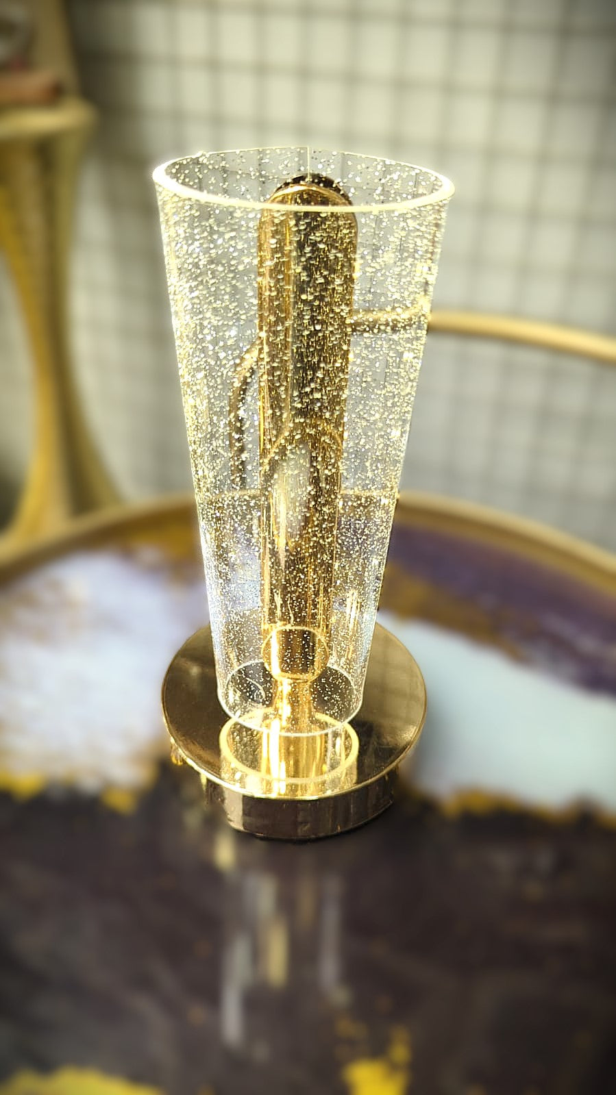 "Illuminate Your Moments: Premium Glass & Brass Happy Gift Lamp"