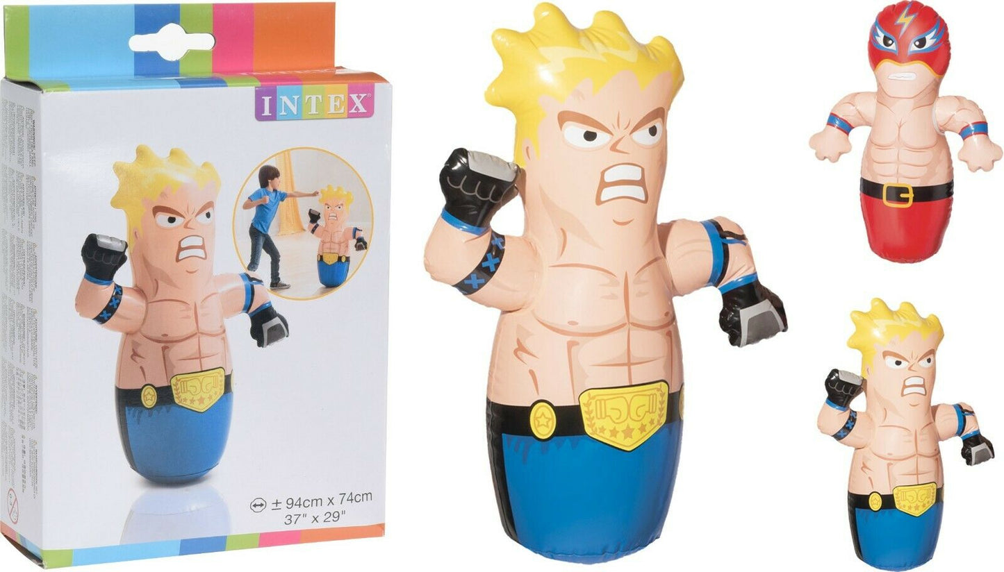 Intex 3D Bop Bag Inflatable Boxer – 37" Wrestling Punching Bag for Kids