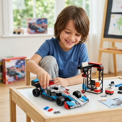 Race Car Building Blocks Set with Pit Station | Happy Gift