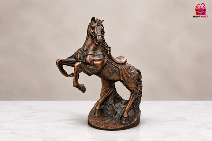 Antique Bronze Rearing Stallion Statue – Royal Tabletop Horse Showpiece