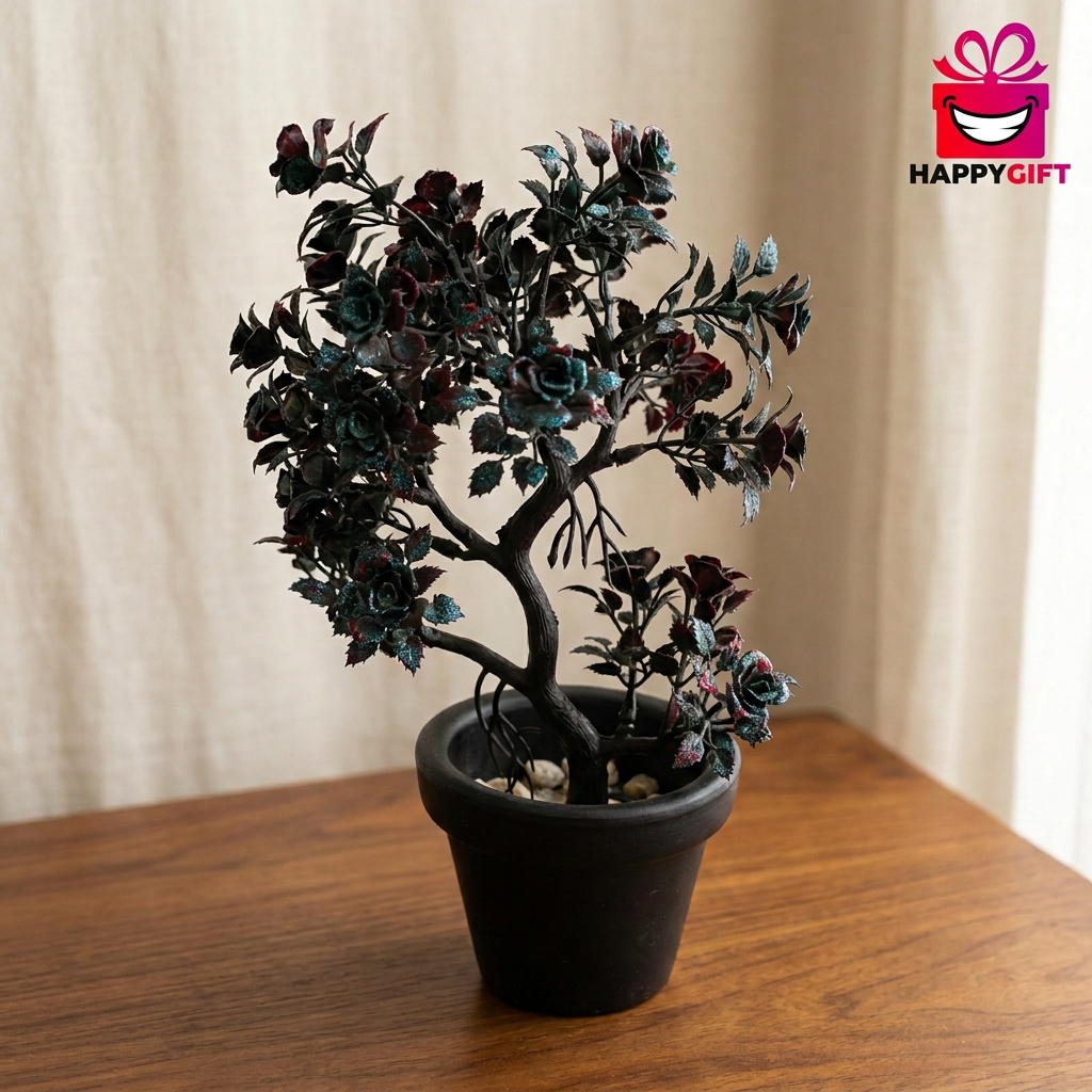 Artificial Miniature Decorative Tree in Black Pot | Happy Gift