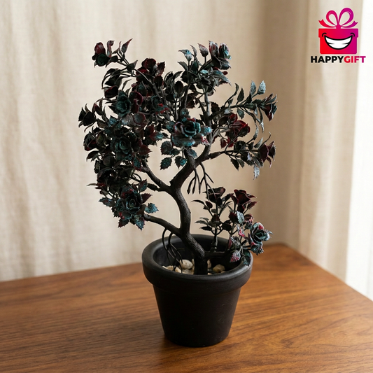 Artificial Miniature Decorative Tree in Black Pot | Happy Gift