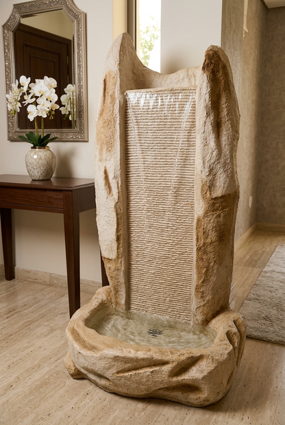 Beige Stone-Look Waterfall Fountain for Home Décor | Happy Gift