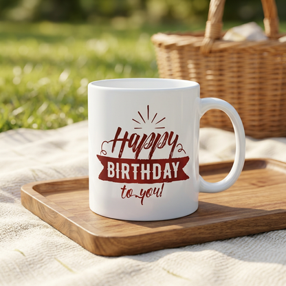 Happy Birthday White Ceramic Gift Mug | Happy Gift