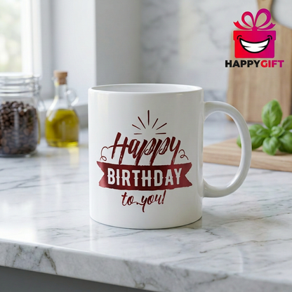 Happy Birthday White Ceramic Gift Mug | Happy Gift