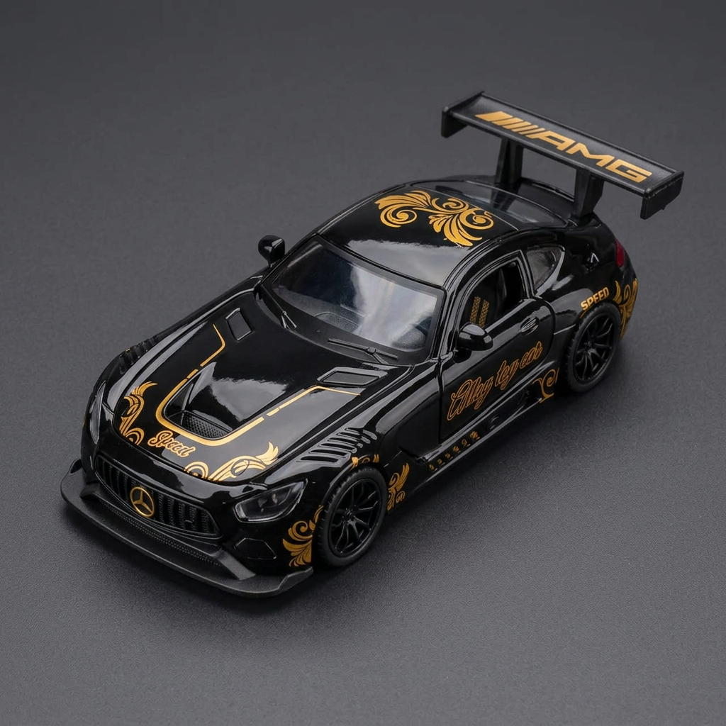 Black & Gold Die-Cast Racing Car | Happy Gift