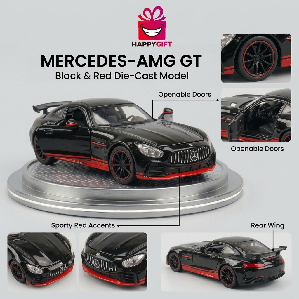 Mercedes-AMG GT Black & Red Die-Cast Model | Happy Gift