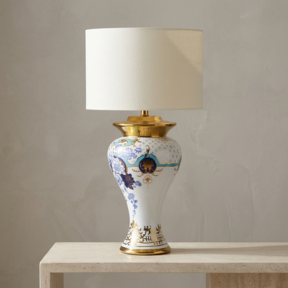 Blue & White Floral Table Lamp with Ivory Shade | Happy Gift