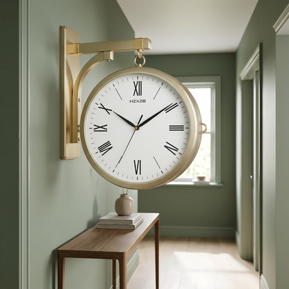 Gold Bracket Wall Clock with Roman Numerals | Happy Gift