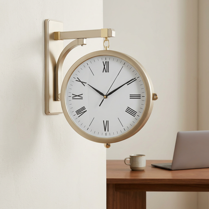 Gold Bracket Wall Clock with Roman Numerals | Happy Gift