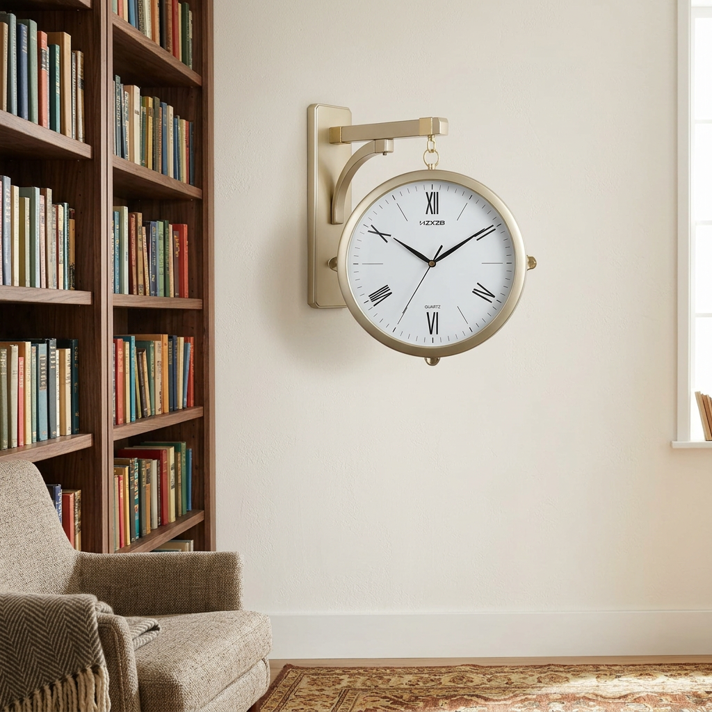 Gold Bracket Wall Clock with Roman Numerals | Happy Gift