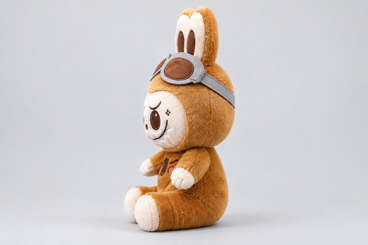 45CM Brown Bunny Plush Toy with Aviator Goggles | Happy Gift