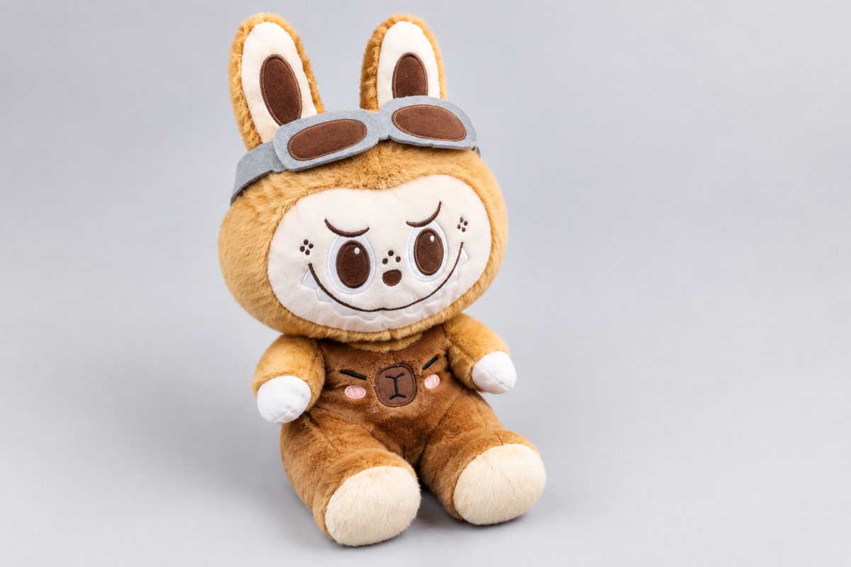 45CM Brown Bunny Plush Toy with Aviator Goggles | Happy Gift