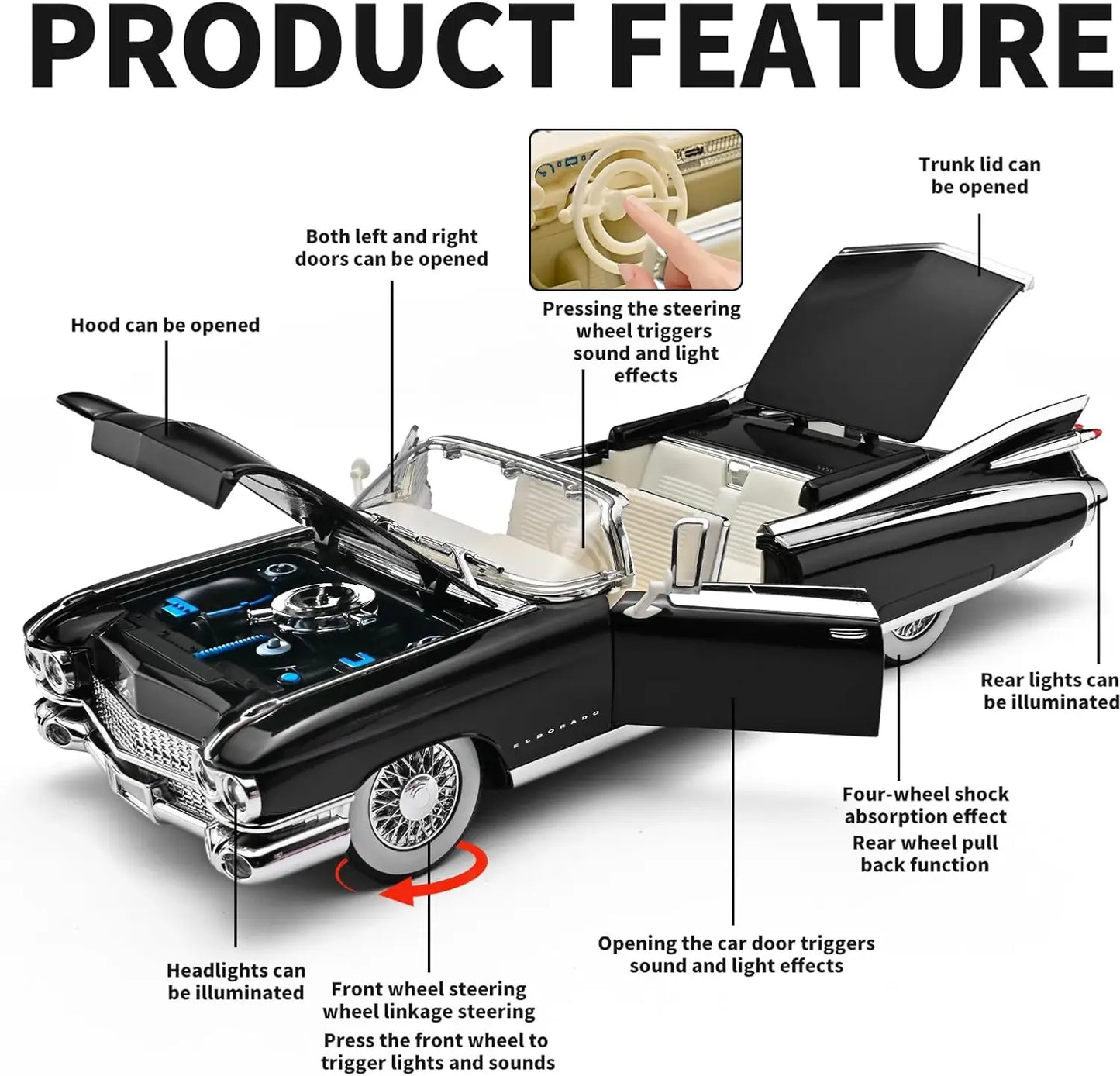1/24 Scale Die-Cast 1959 Cadillac Eldorado Model - Premium Alloy Pink Edition