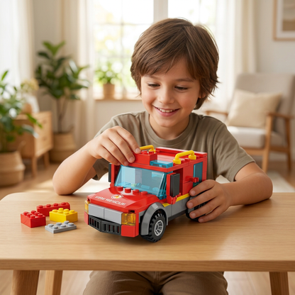Fire Truck Building Blocks Set – 133 Pieces | Happy Gift