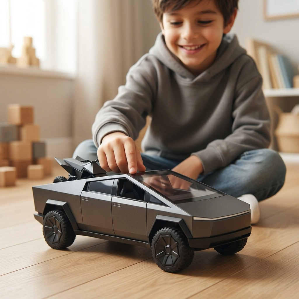 Tesla Cybertruck Gunmetal Die-Cast Pickup Model | Happy Gift