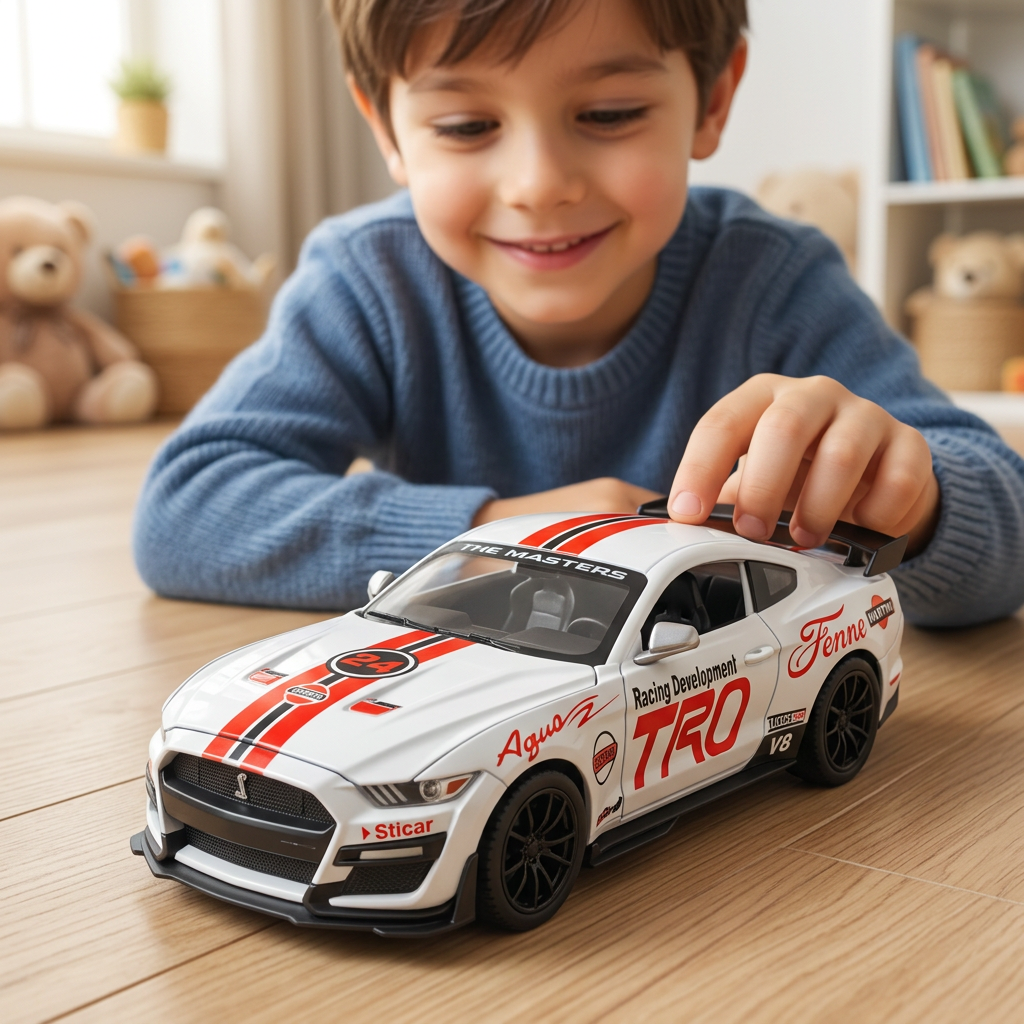 White Die-Cast Racing Car with Opening Doors | Happy Gift