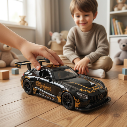 Black & Gold Die-Cast Racing Car | Happy Gift
