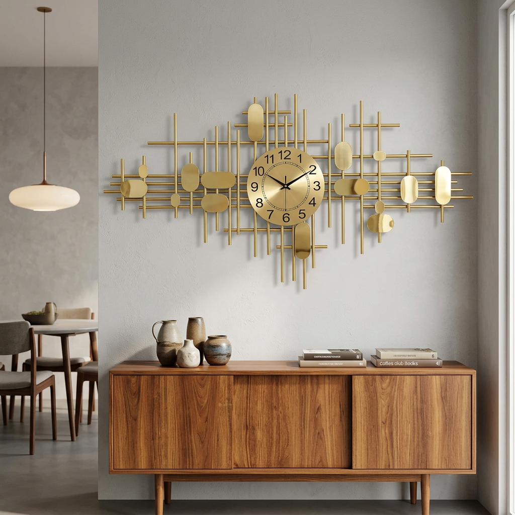 Gold Geometric Wall Clock | Modern Wall Decor | Happy Gift