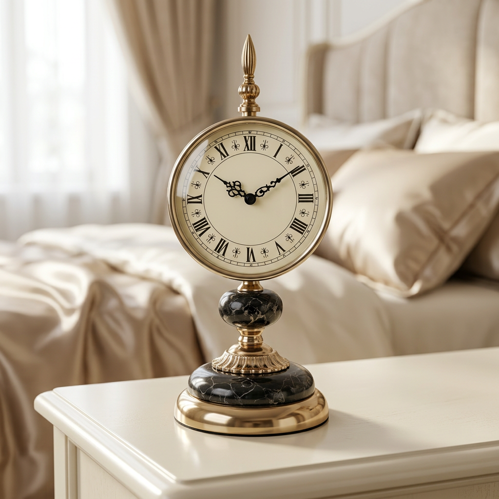 Gold & Black Roman Numeral Pedestal Table Clock | Happy Gift