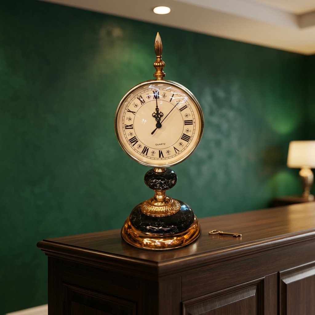 Gold & Black Roman Numeral Pedestal Table Clock | Happy Gift