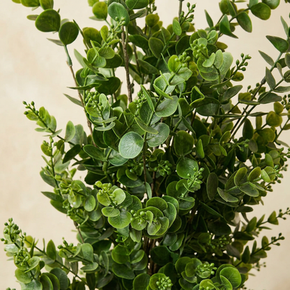 Artificial Green Leaf Plant in White Ribbed Pot | Happy Gift HEIGHT 3FT