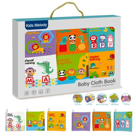 Kids Melody Baby Cloth Book Set – Soft Educational Books for Toddlers (Set of 6)
